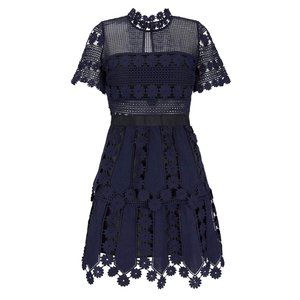 SELF-PORTRAIT Teardrop Lace Navy Minidress